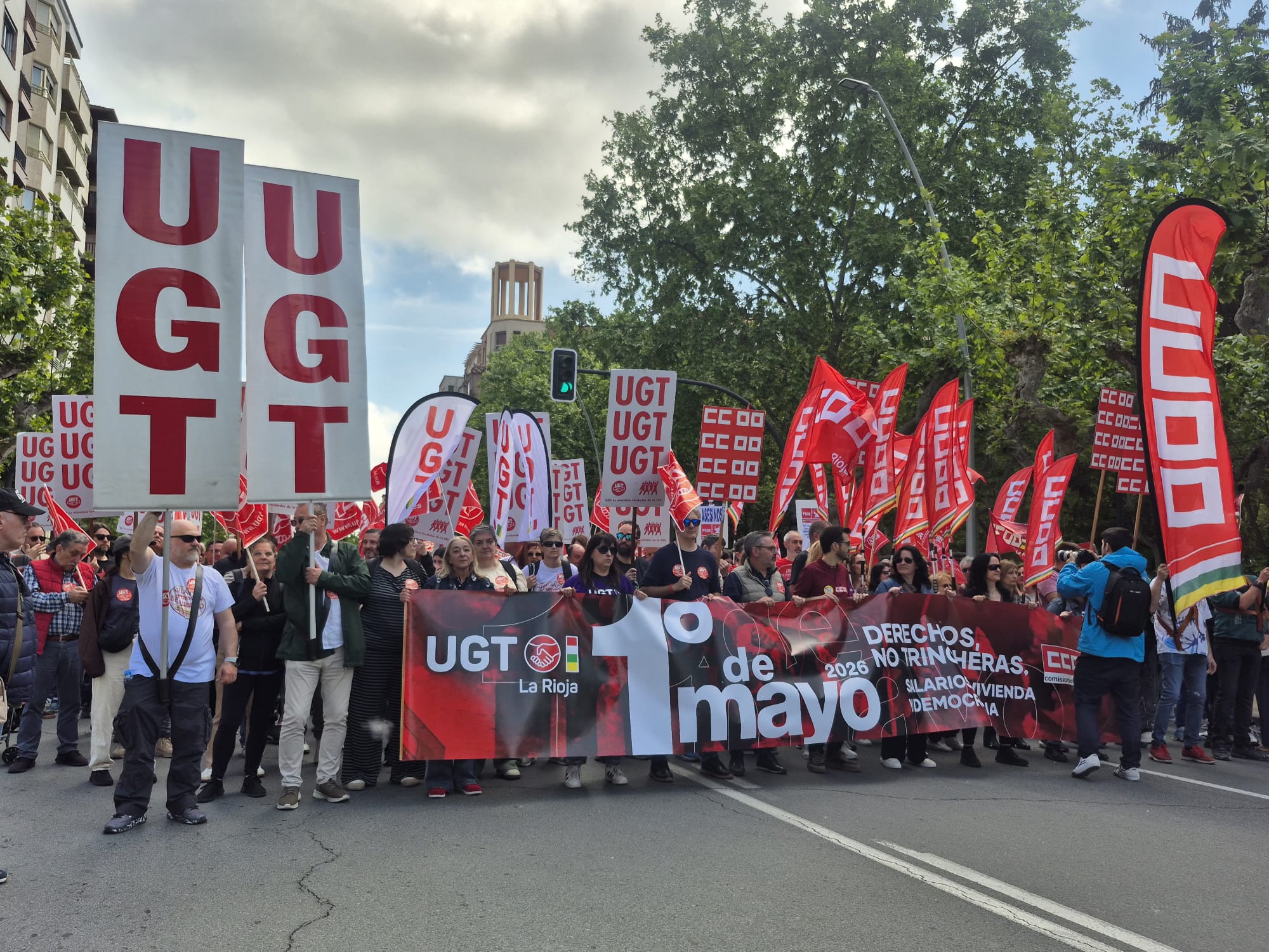 Cabecera de la manifestación de Logroño